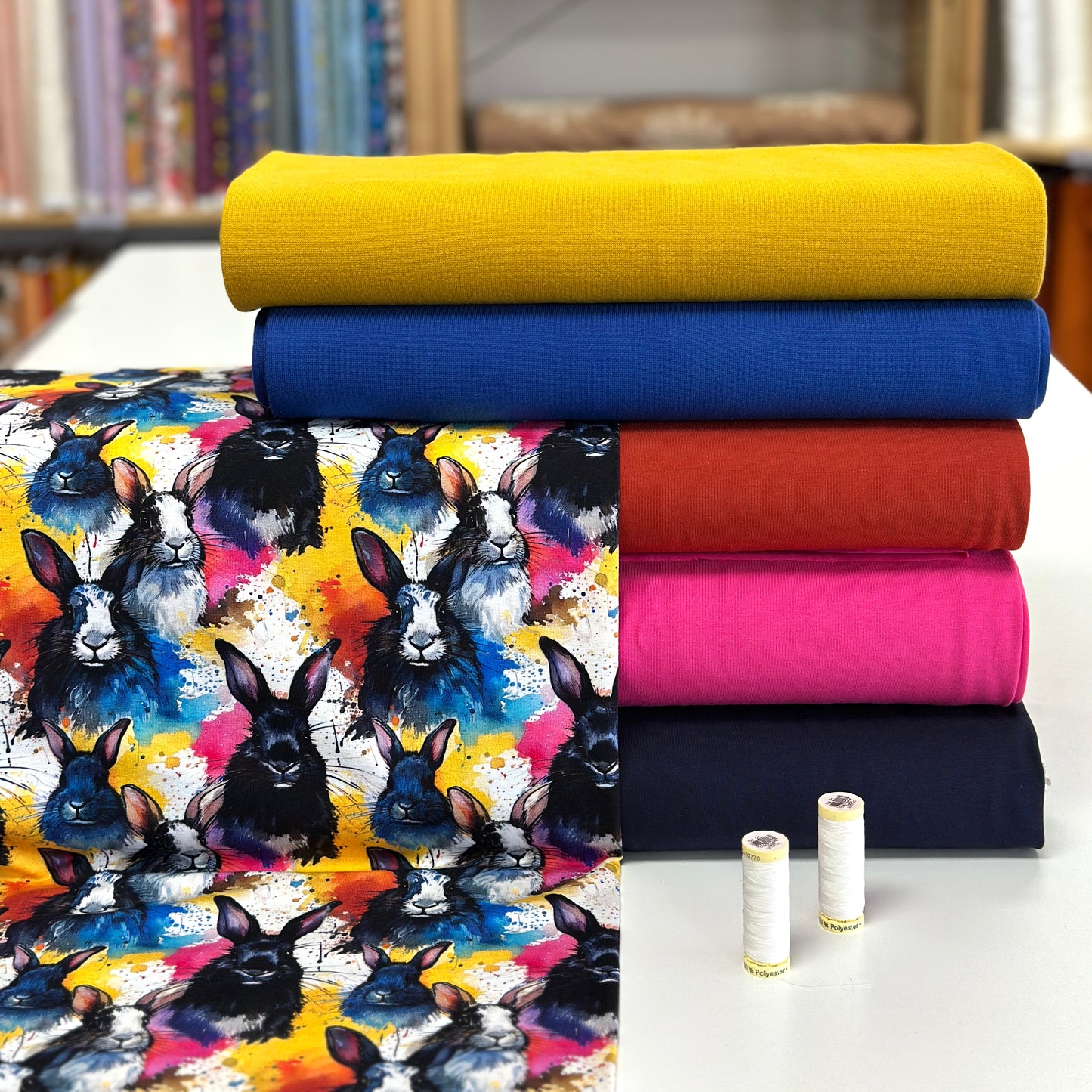 Lapins colorés - NON NON OUI - Jersey imprimé