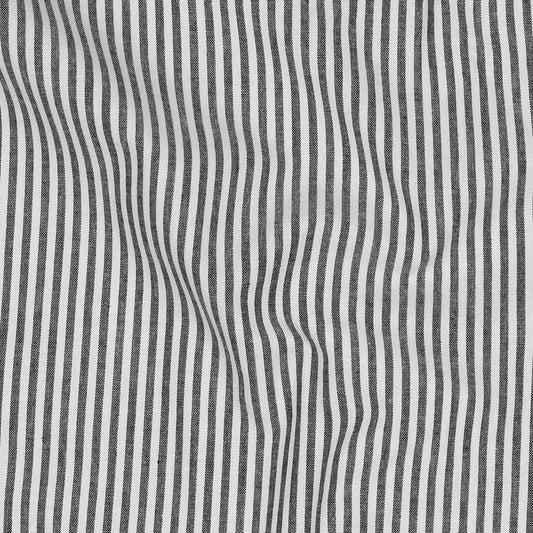 Noir - Popeline rayée 3mm teinte en fil