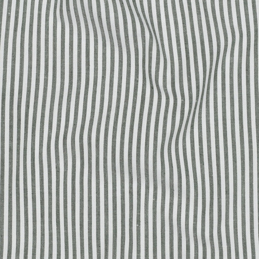 Vert foncé - Popeline rayée 3mm teinte en fil