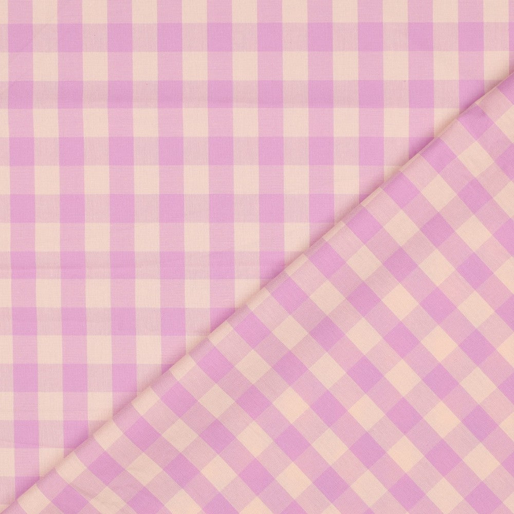 Carreaux Lilas/orange pâle - Coton teint sur fil