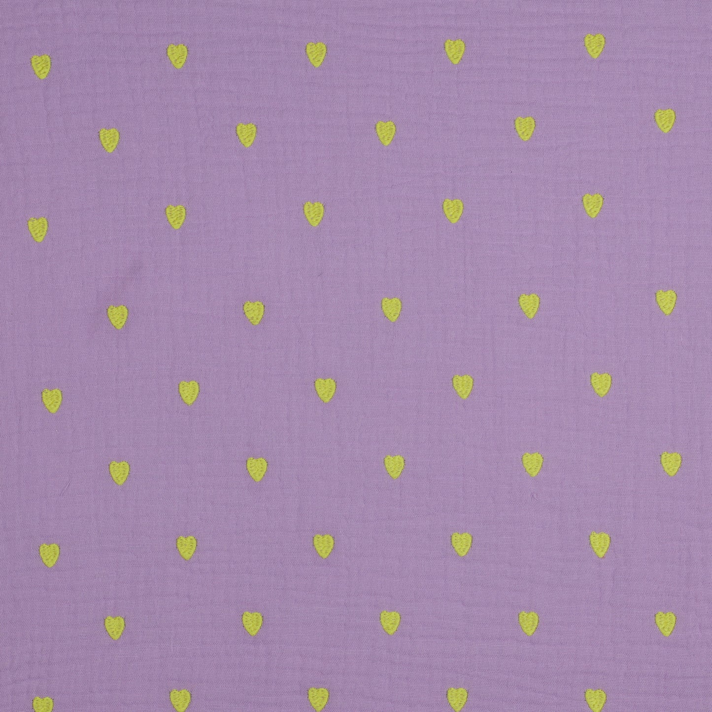 Coeurs néon - Mousseline de coton brodée
