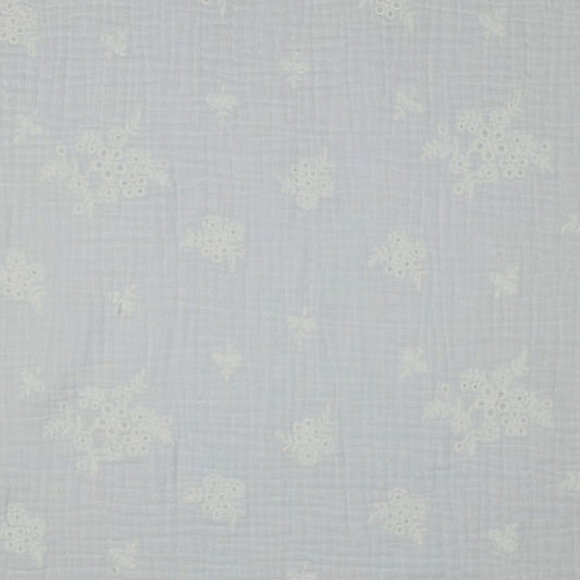 Délicat blanc - Mousseline de coton brodée