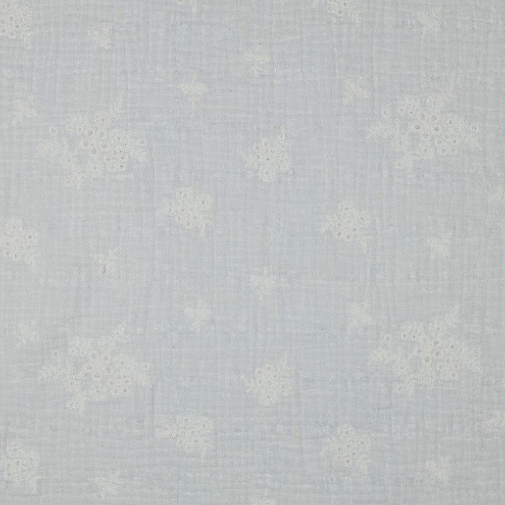 Délicat blanc - Mousseline de coton brodée