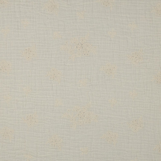 Délicat écru - Mousseline de coton brodée
