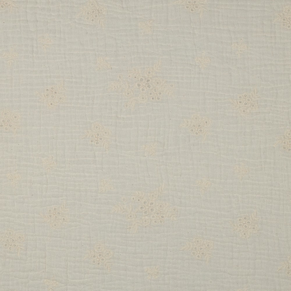 Délicat écru - Mousseline de coton brodée
