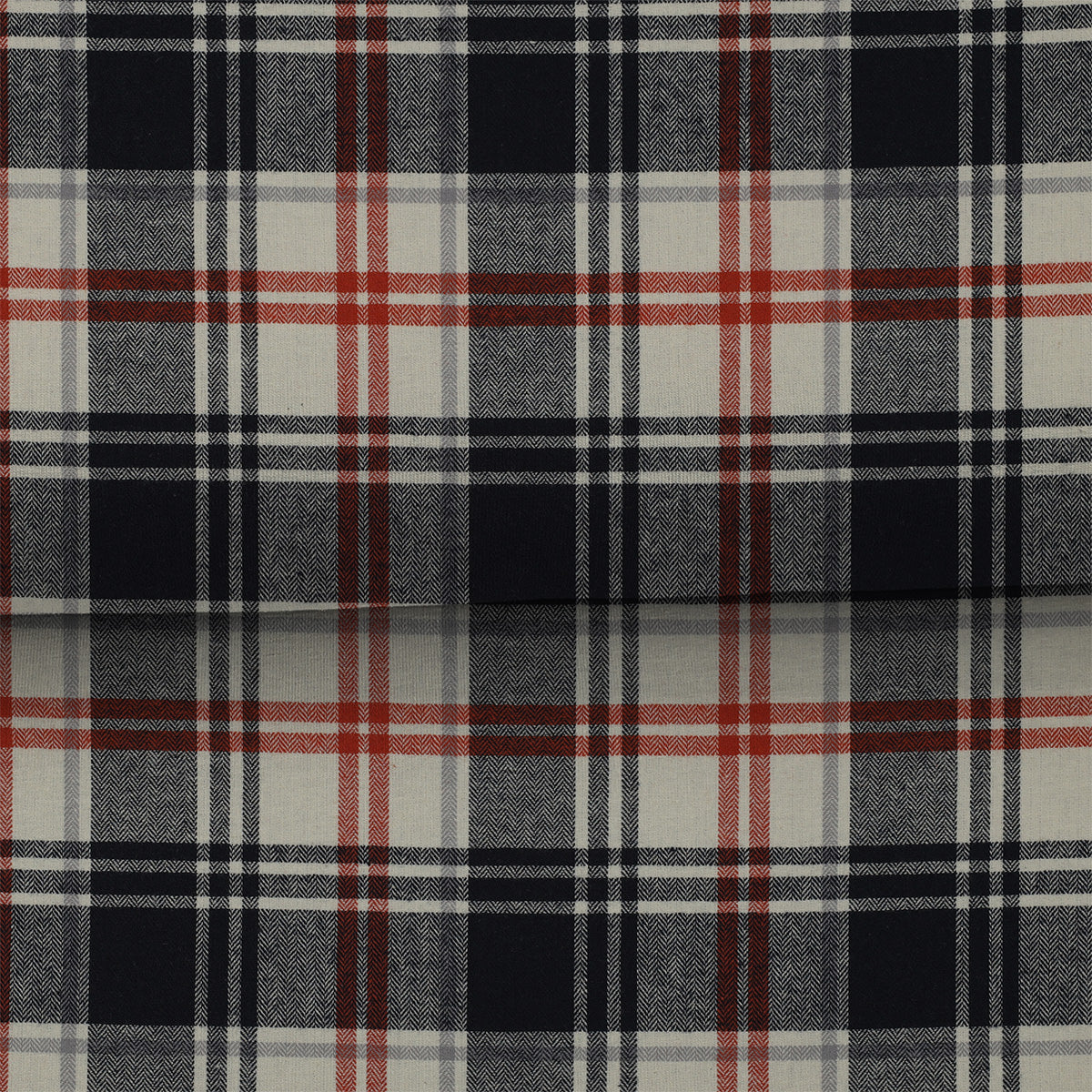 Carreaux Marine/rouge/écru - Coton brossé