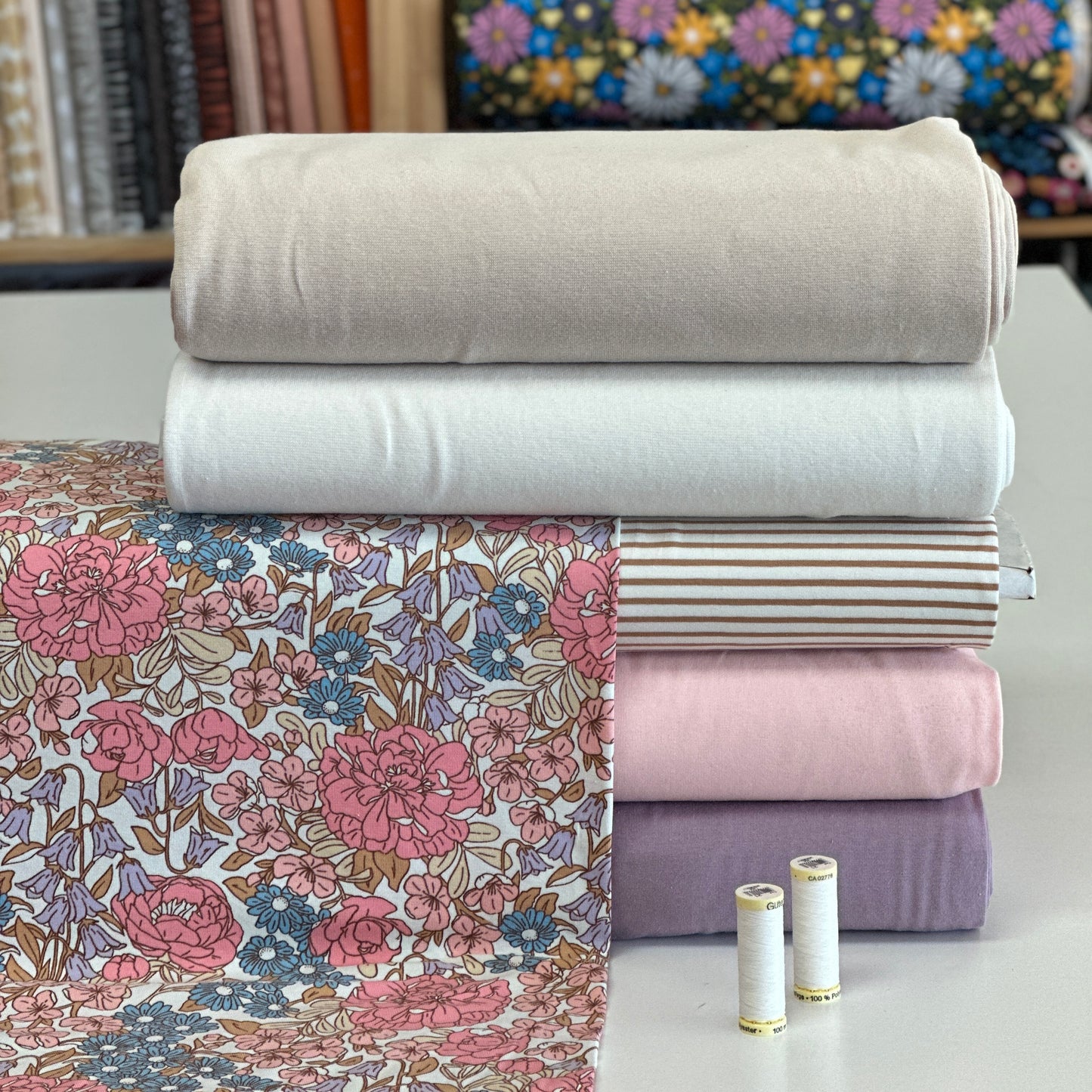 Douce récolte écru - Jersey imprimé