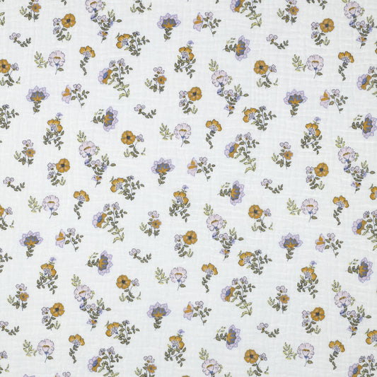 Petites fleurs - Mousseline de coton biologique