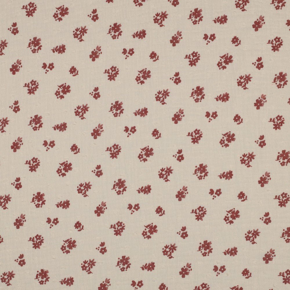 Fleurs Pêche - Mousseline de coton dobby