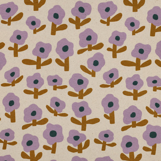 Minimalistes fleurs lavande - Jennifer Bouron - Jersey côtelé imprimé biologique