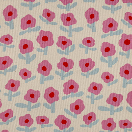 Minimalistes fleurs rose - Jennifer Bouron - Jersey côtelé imprimé biologique