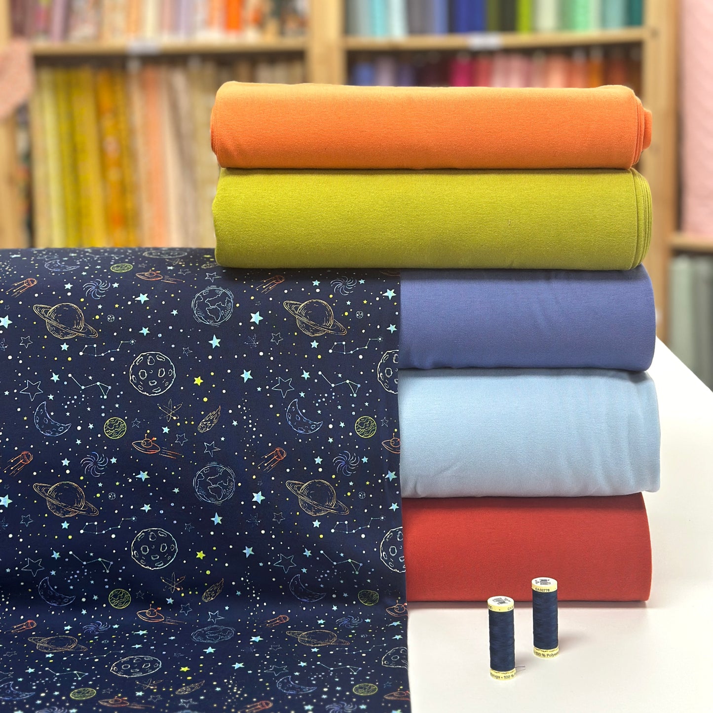 Fin de rouleau 61 cm - Espace - French Terry brossé imprimé