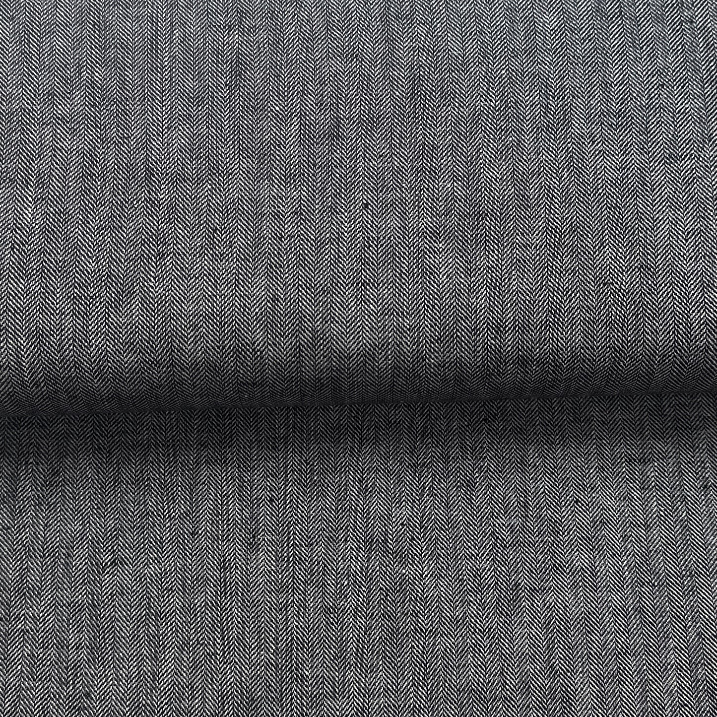 Chevrons noir - Mélange lin/coton imprimé