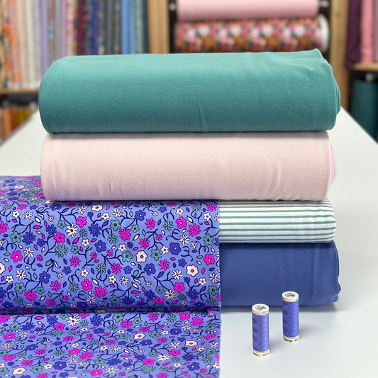 Fleurs néon lavande - Jersey imprimé