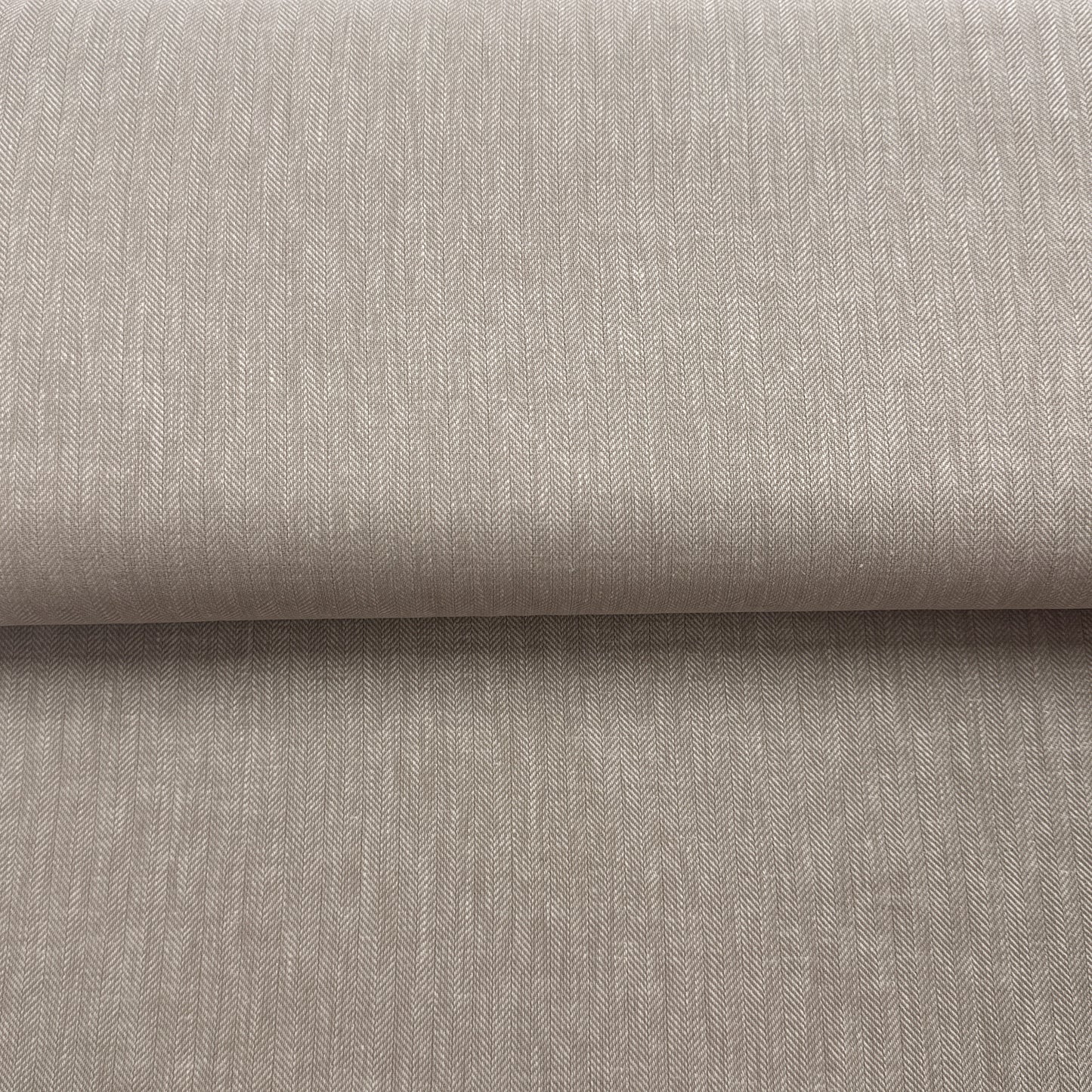 Chevrons beige - Mélange lin/coton imprimé