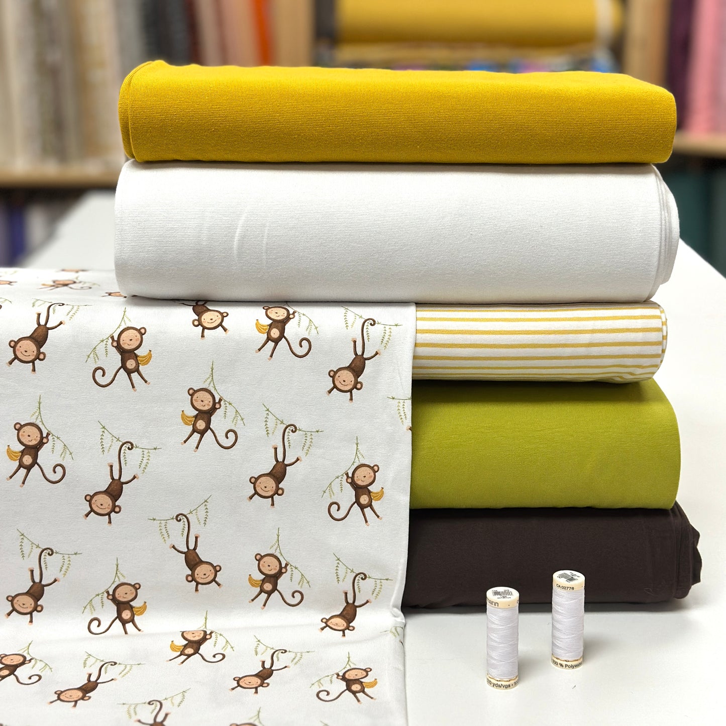 Singes - Jersey imprimé biologique