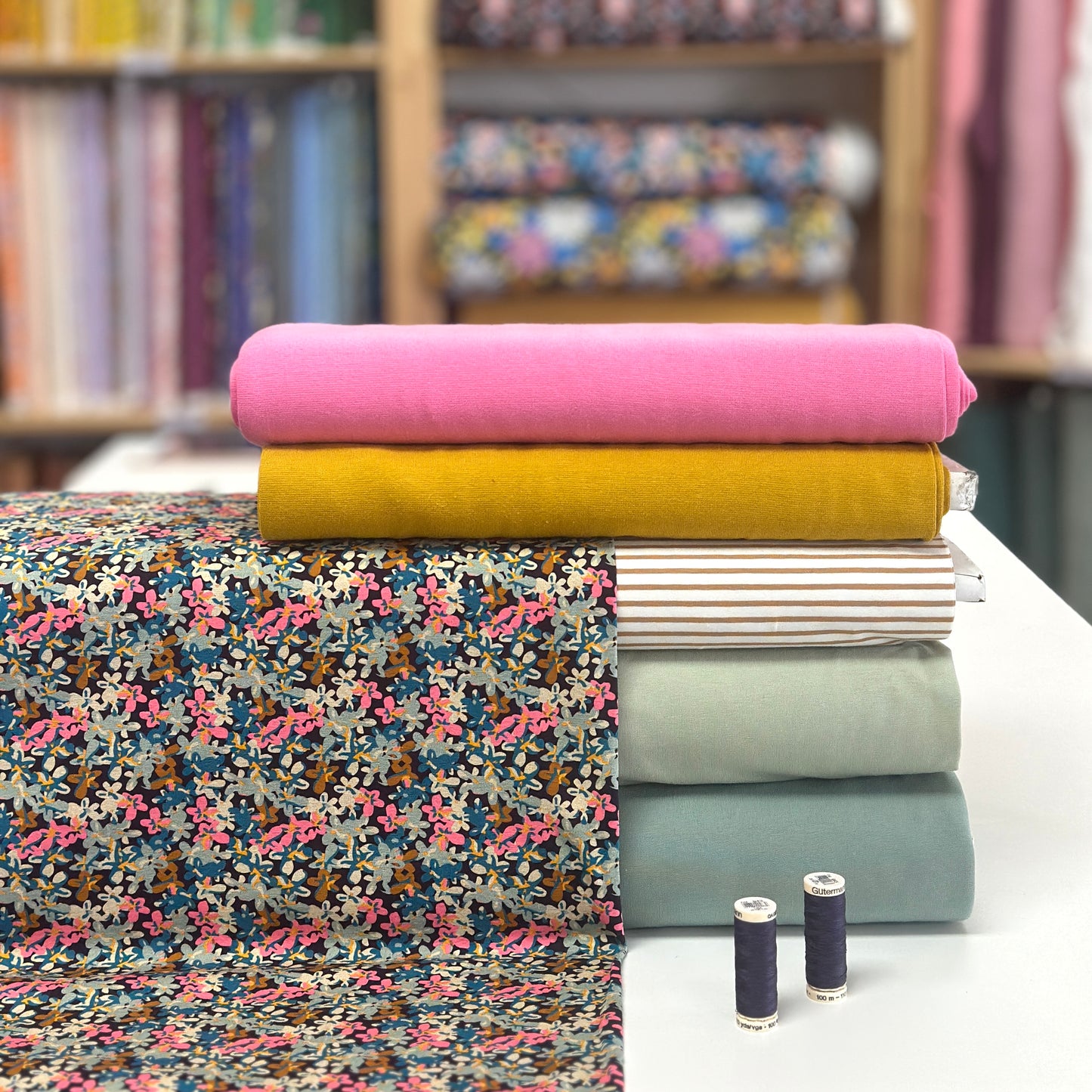 Essence florale bleu - Jersey imprimé