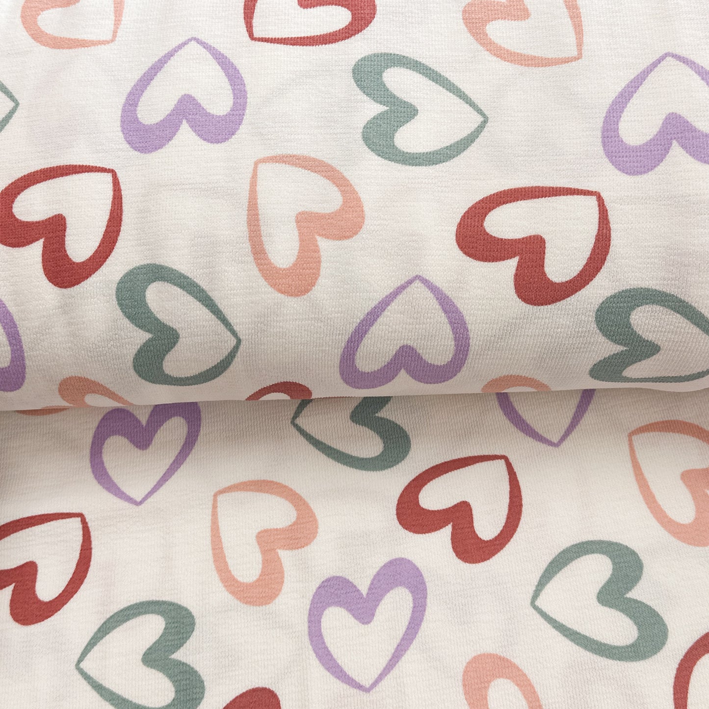 Hearts - Printed Terry Crepe