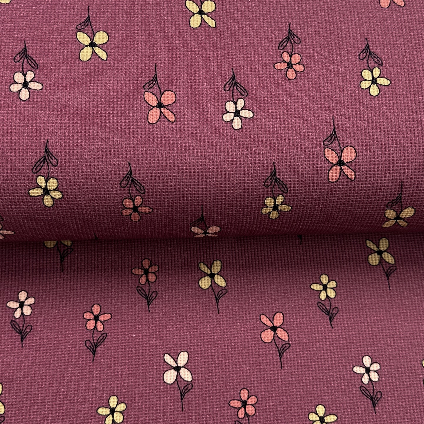 Expressives bourgogne - Jersey gaufré imprimé