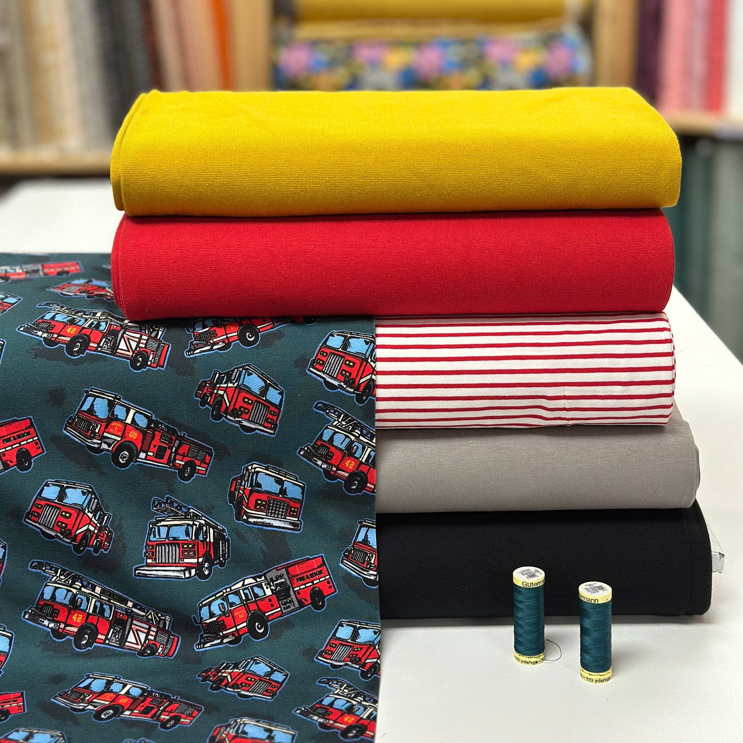 Camions de pompiers - Jersey imprimé digital