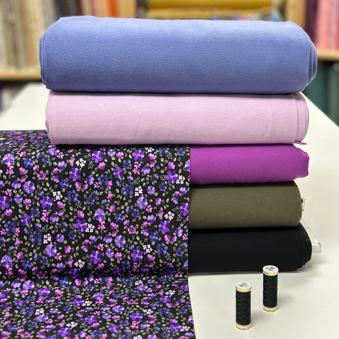 Abondance fleurie lilas - Jersey imprimé biologique