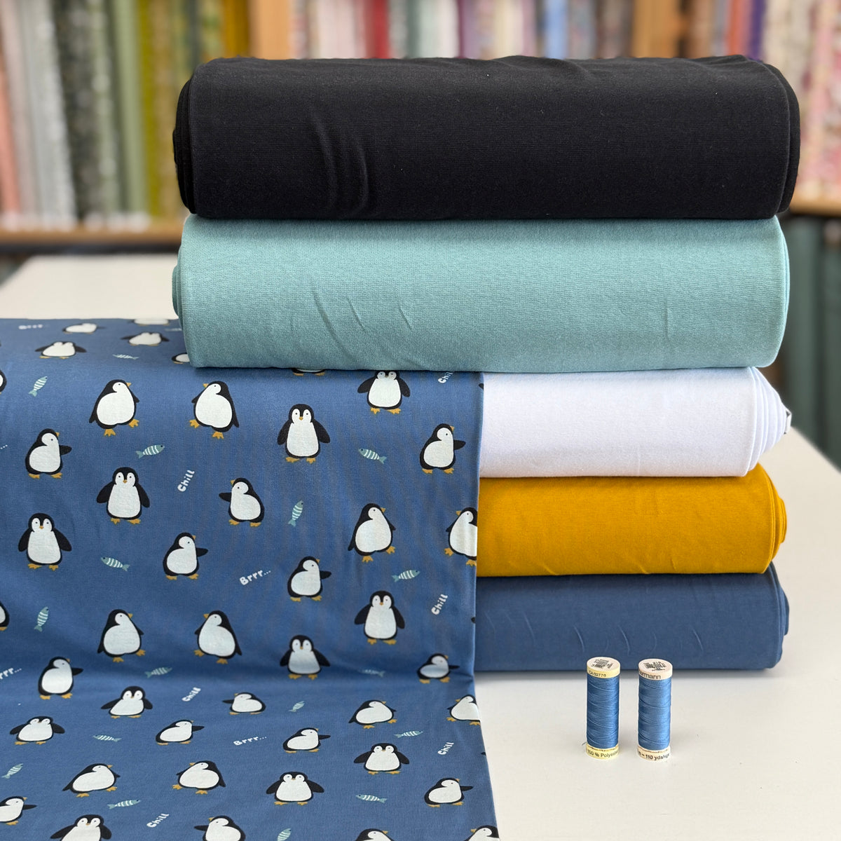 Penguin blue - Printed Jersey