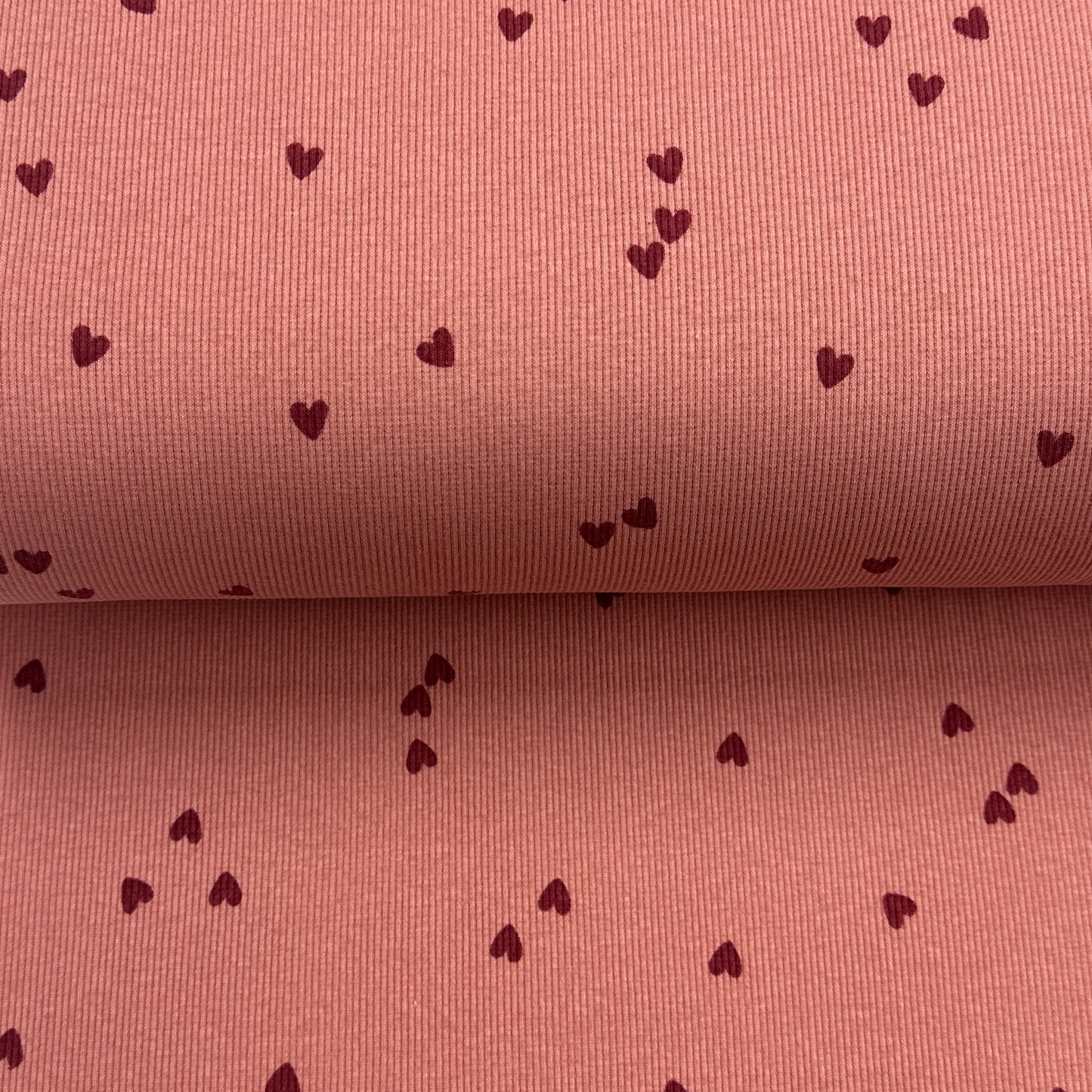 Coeurs - Jersey côtelé imprimé