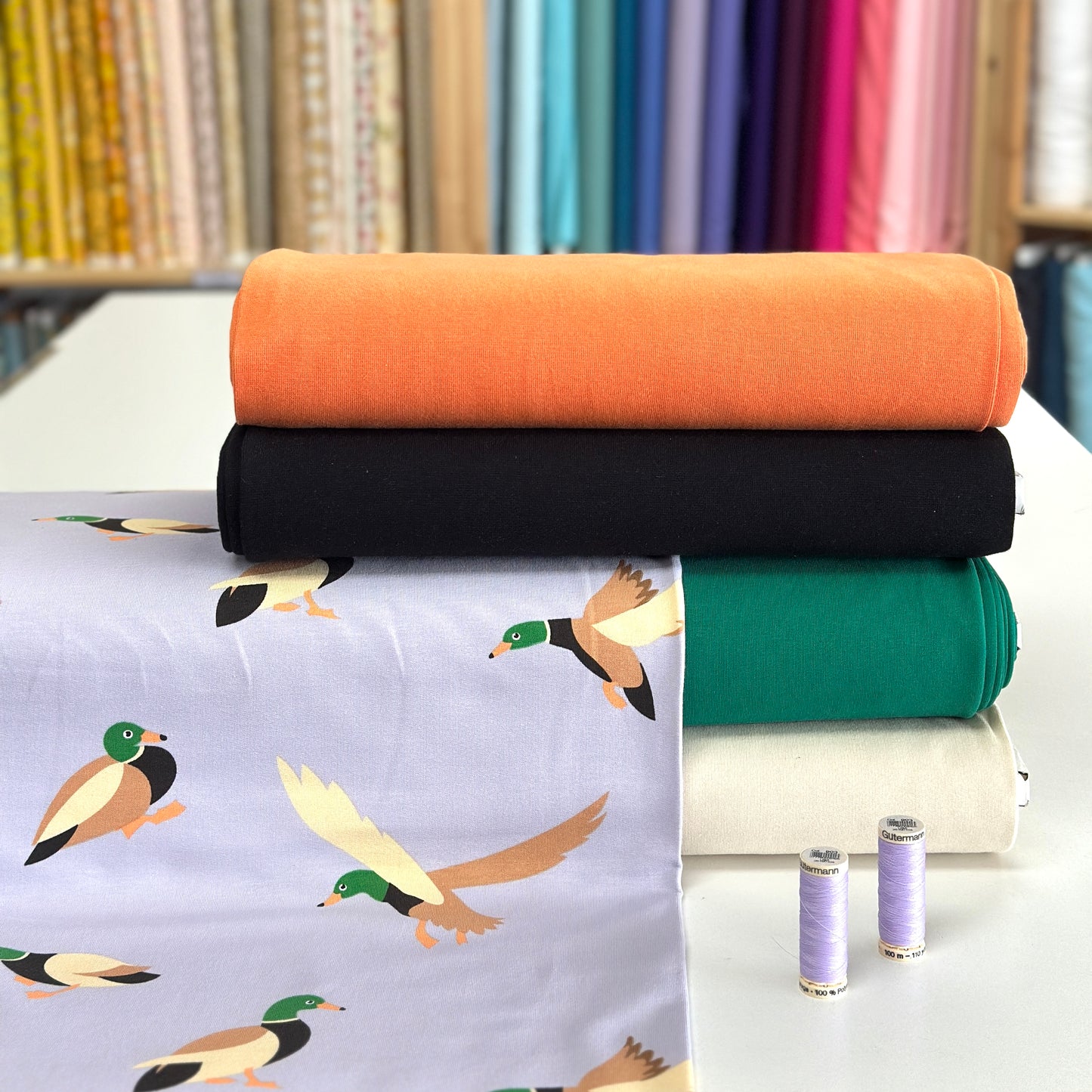 Lilac Duck - Printed French Terry