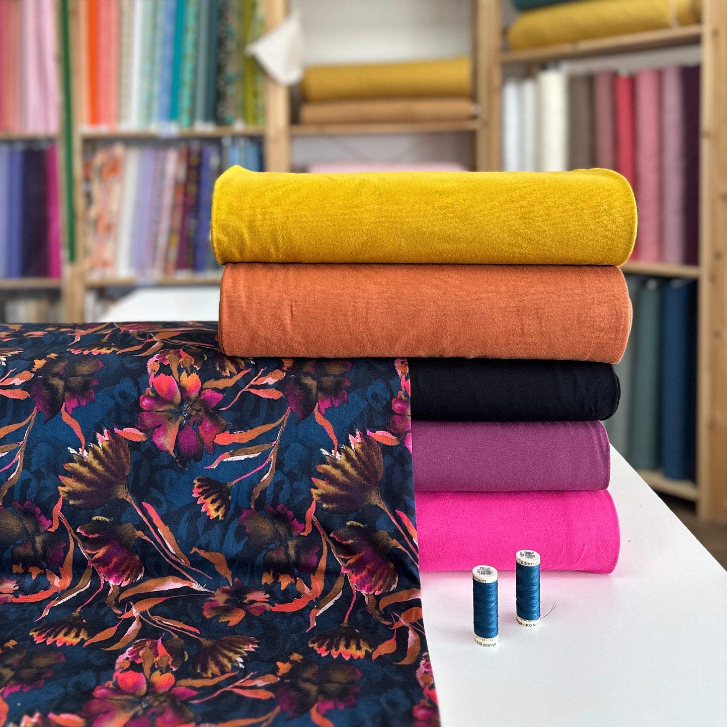 Flamboyantes marine - Jersey imprimé digital