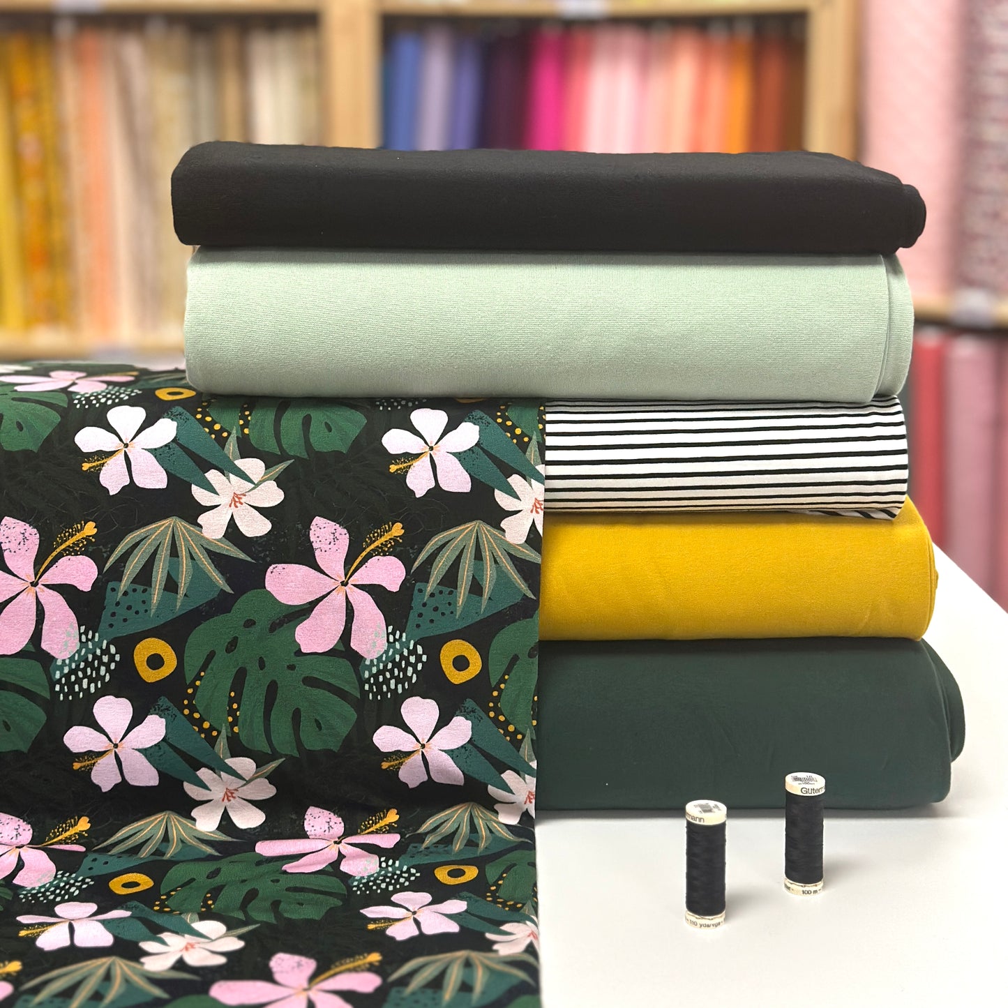 Fin de rouleau 22 cm - Inspiration tropicale - French Terry brossé imprimé