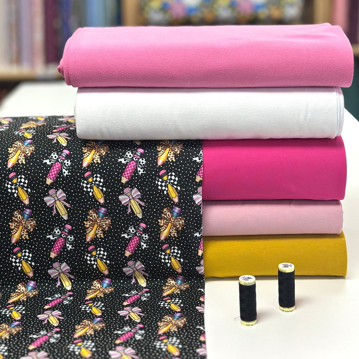 Crayons et boucles - French Terry brossé imprimé