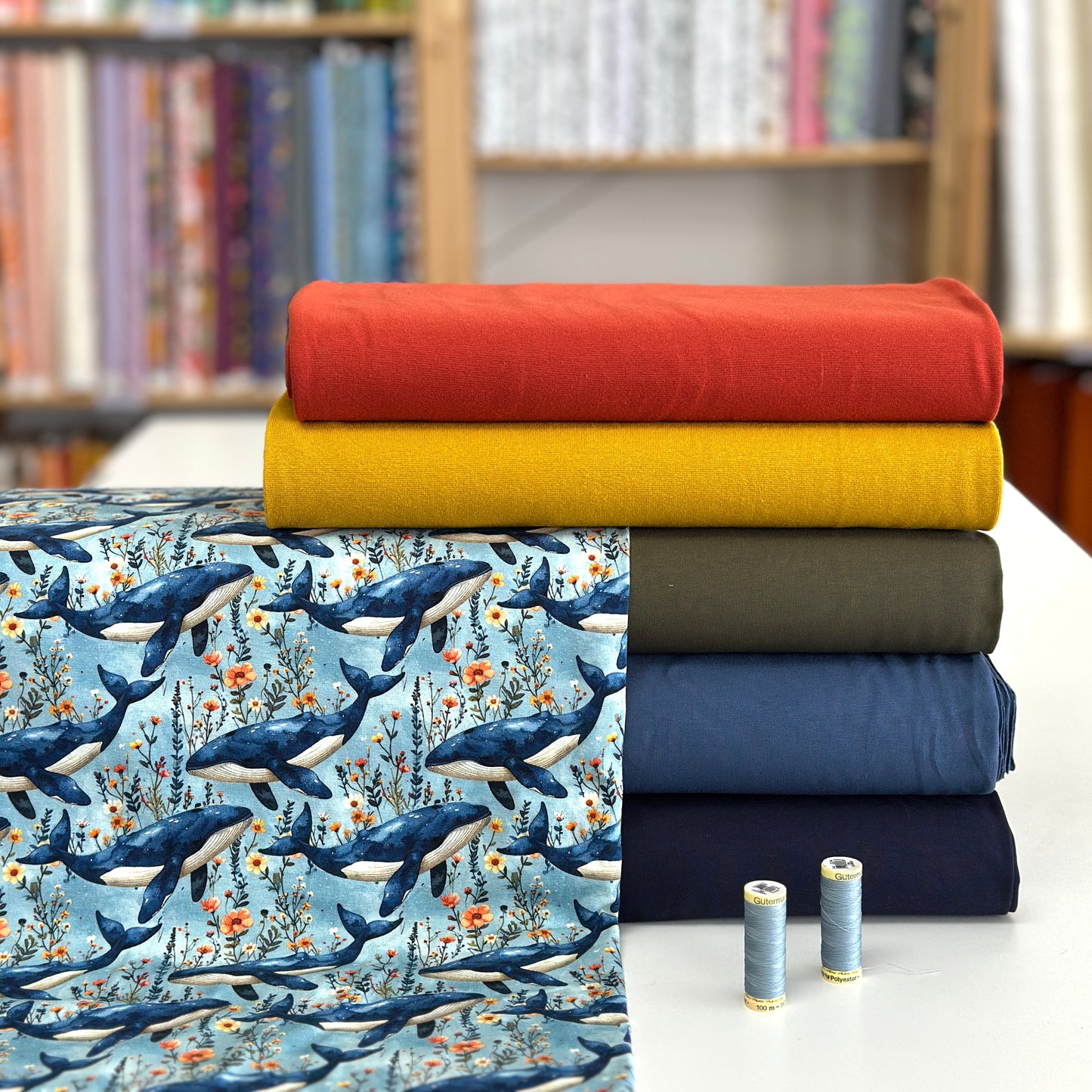 Baleines bleues - NON NON OUI - Jersey imprimé