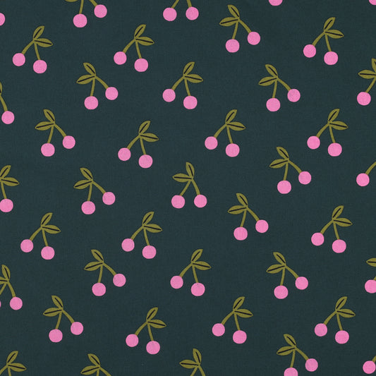 Cerises vert - Coton enduit