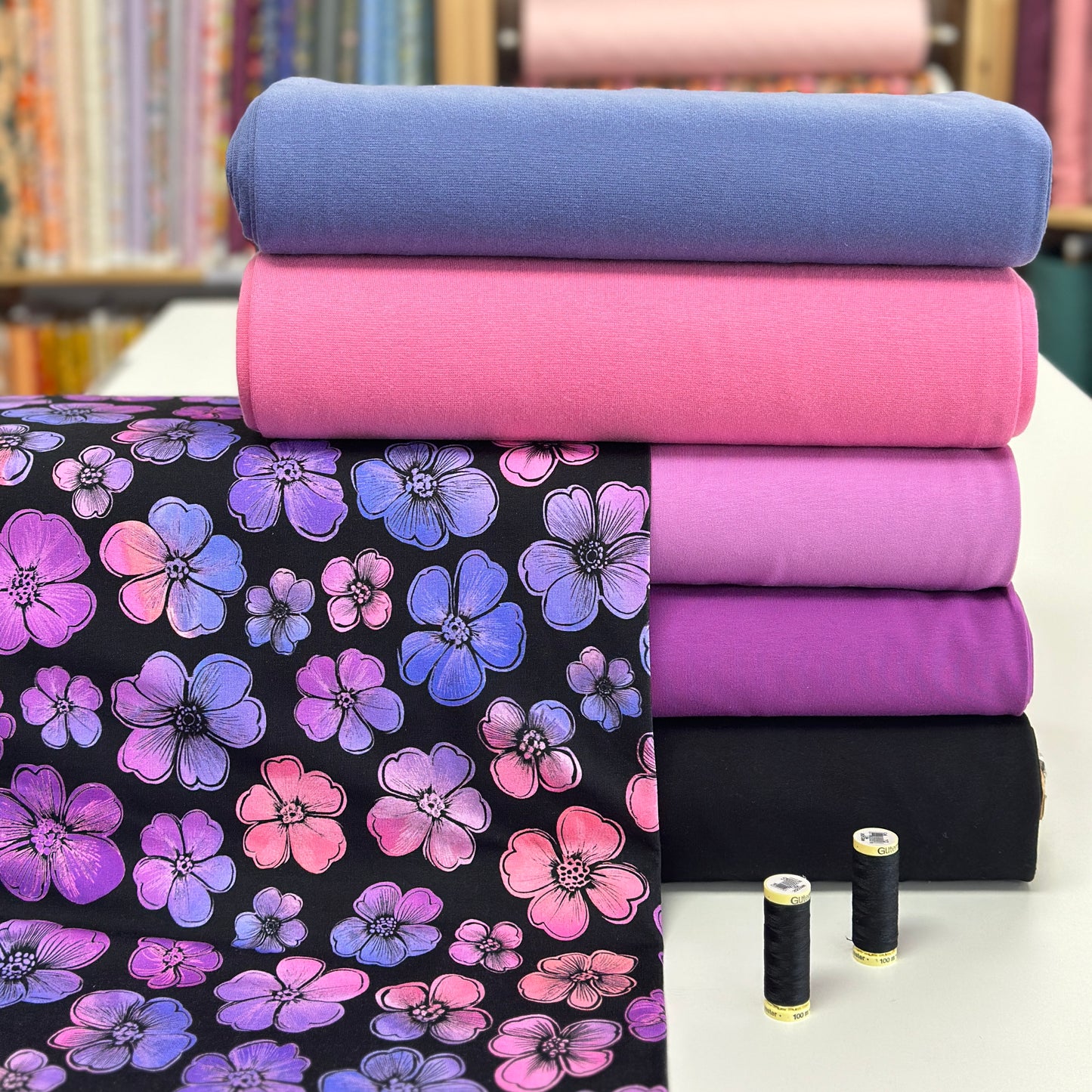 Vitalité mauve corail - French Terry imprimé digital