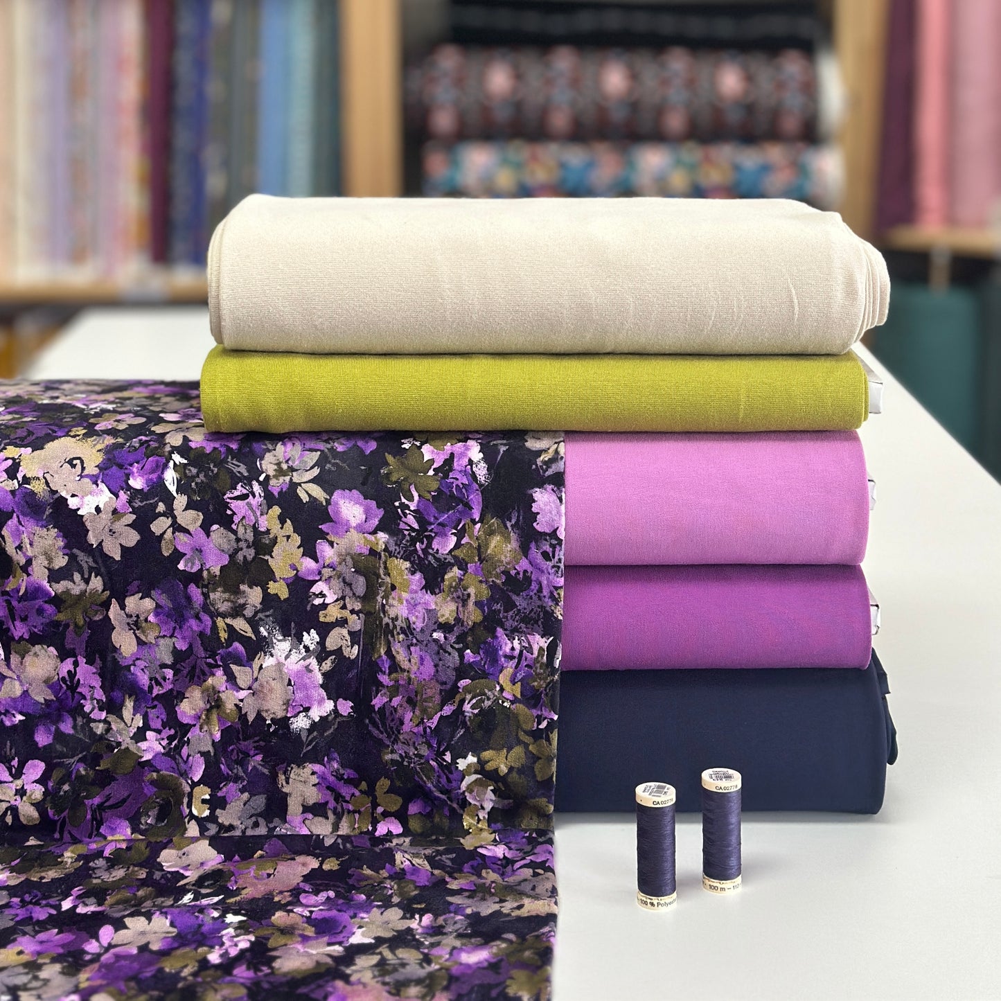 Aquarelle violet - French Terry brossé imprimé digital