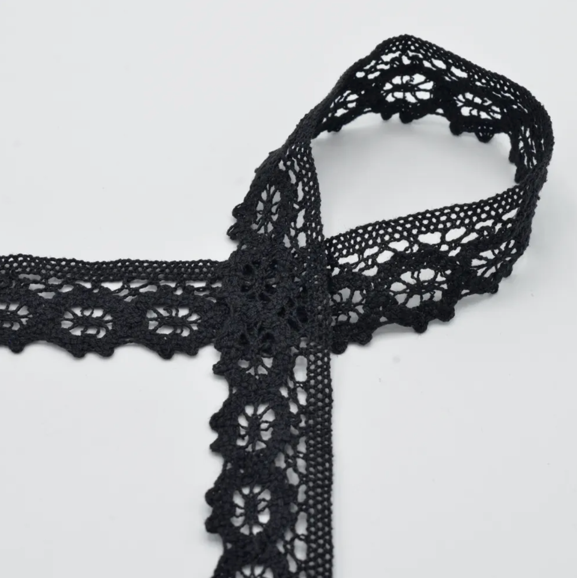 Noir - Dentelle de coton 30 mm