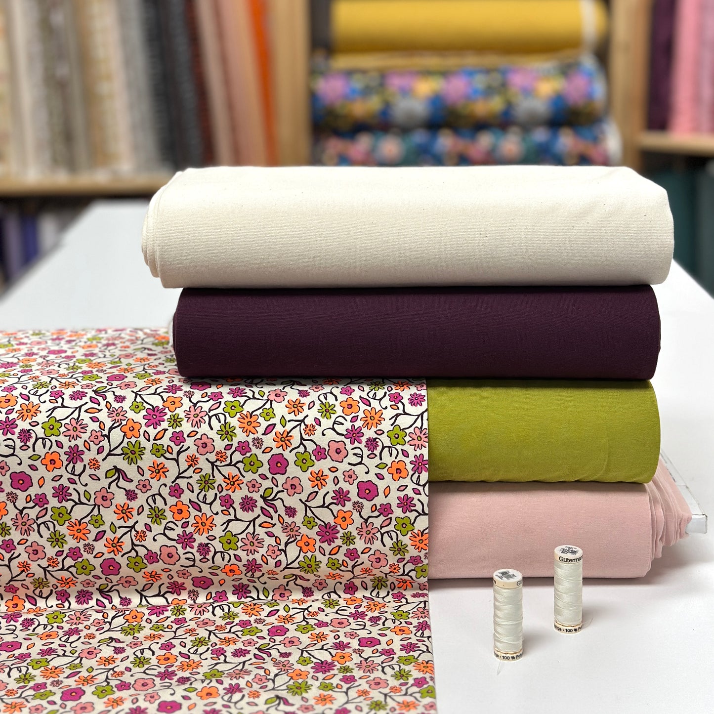 Fleurs néon - Jersey imprimé