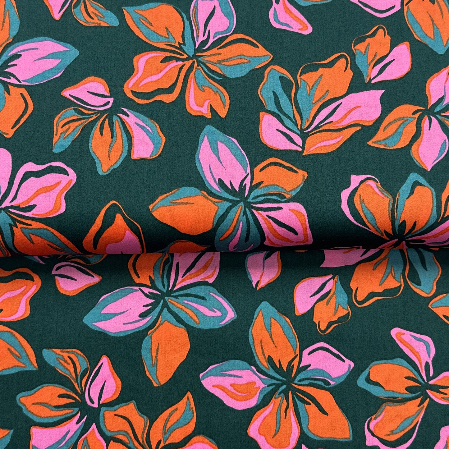 Jolies fleurs vert - Satin de coton