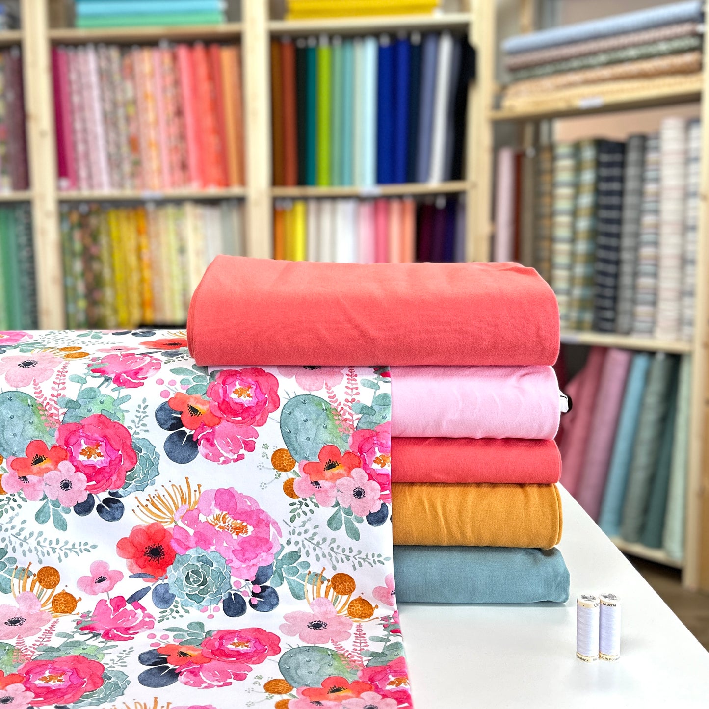 White watercolor flowers - NON NON OUI - Printed French Terry