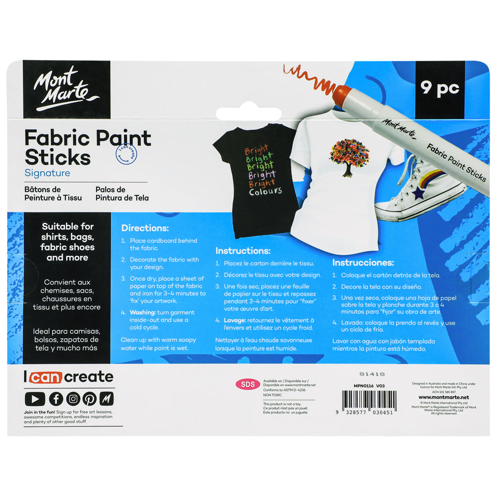 Fabric paint sticks MONT MARTE - 9pcs