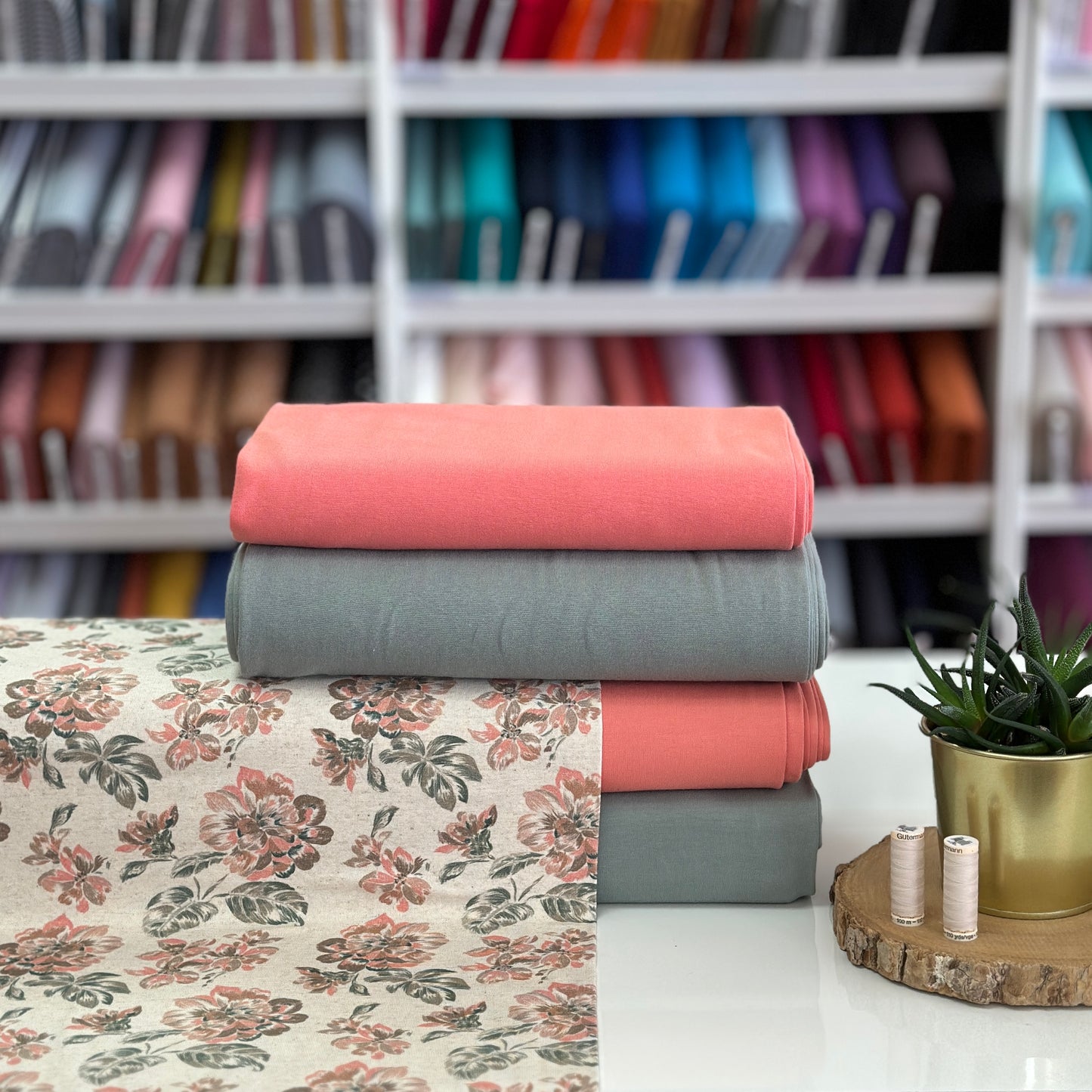 Floral texturé - Jersey lin