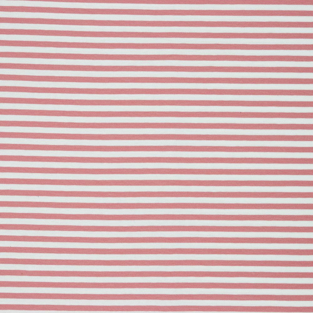 Ligné rose et blanc 5 mm - Jersey ligné