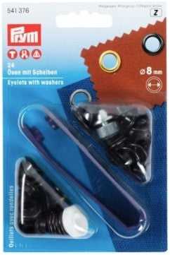 Œillets Prym avec rondelles 8 mm (24 pièces) - Noir