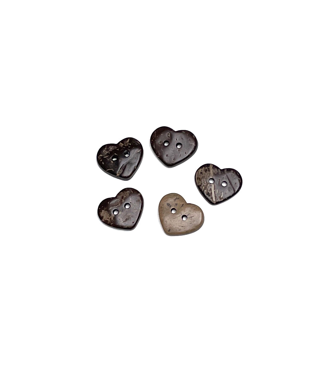 Bouton sculpté en forme de coeur 17 x 20 mm x 4mm - Bouton coco