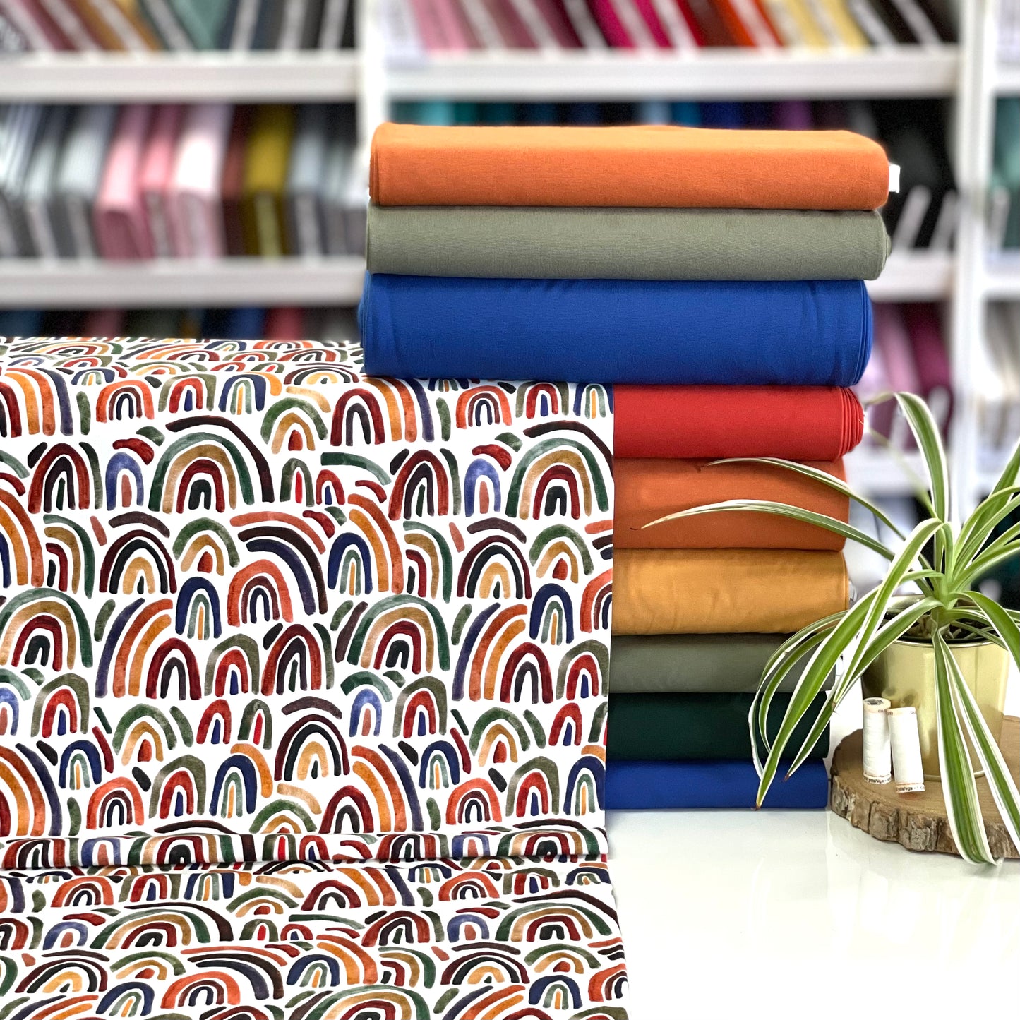 Fin de rouleau 80 cm - Arc-en-ciel blanc - Jersey imprimé