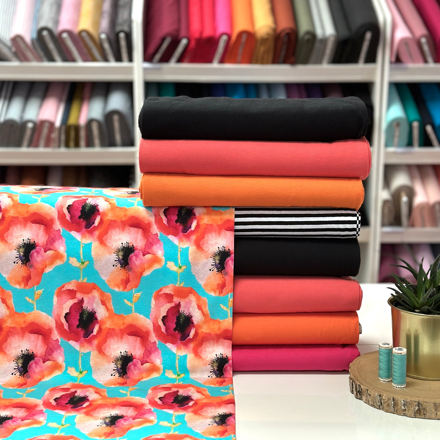 Fin de rouleau 76 cm - Pavot - Jersey imprimé