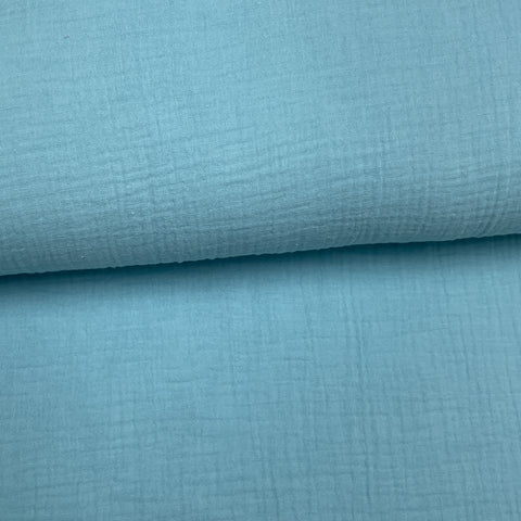 Bleu pâle - Mousseline de coton biologique double gaze