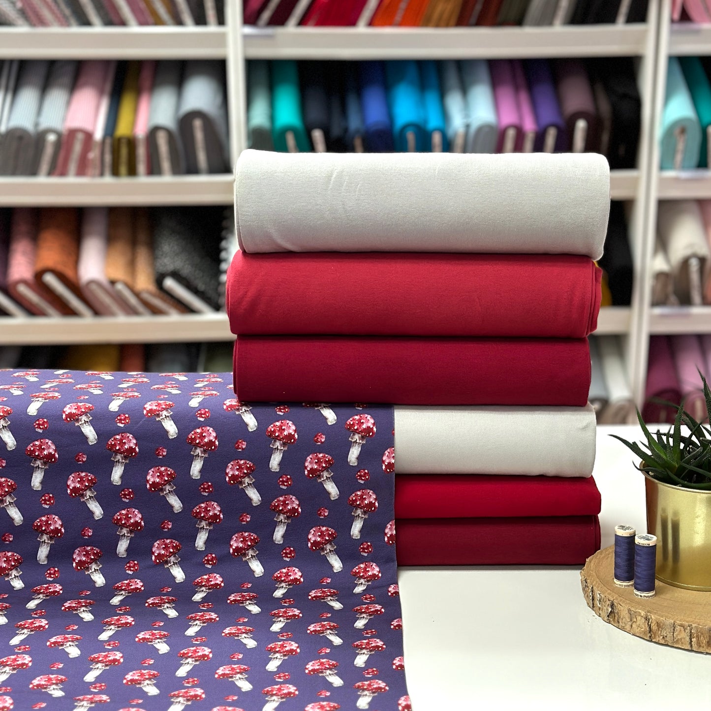 Champignons violet - French Terry imprimé