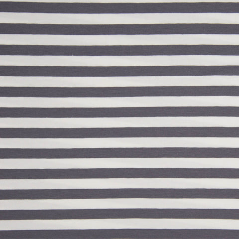 Ligné gris et blanc 1 cm - Jersey ligné