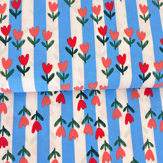 Tulipe bleu - Coton imprimé
